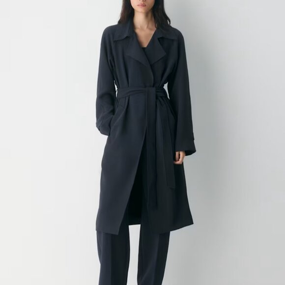 NWT Aritzia The Splendor Trench Coat - Crepette Dark Night Navy - Picture 1 of 13